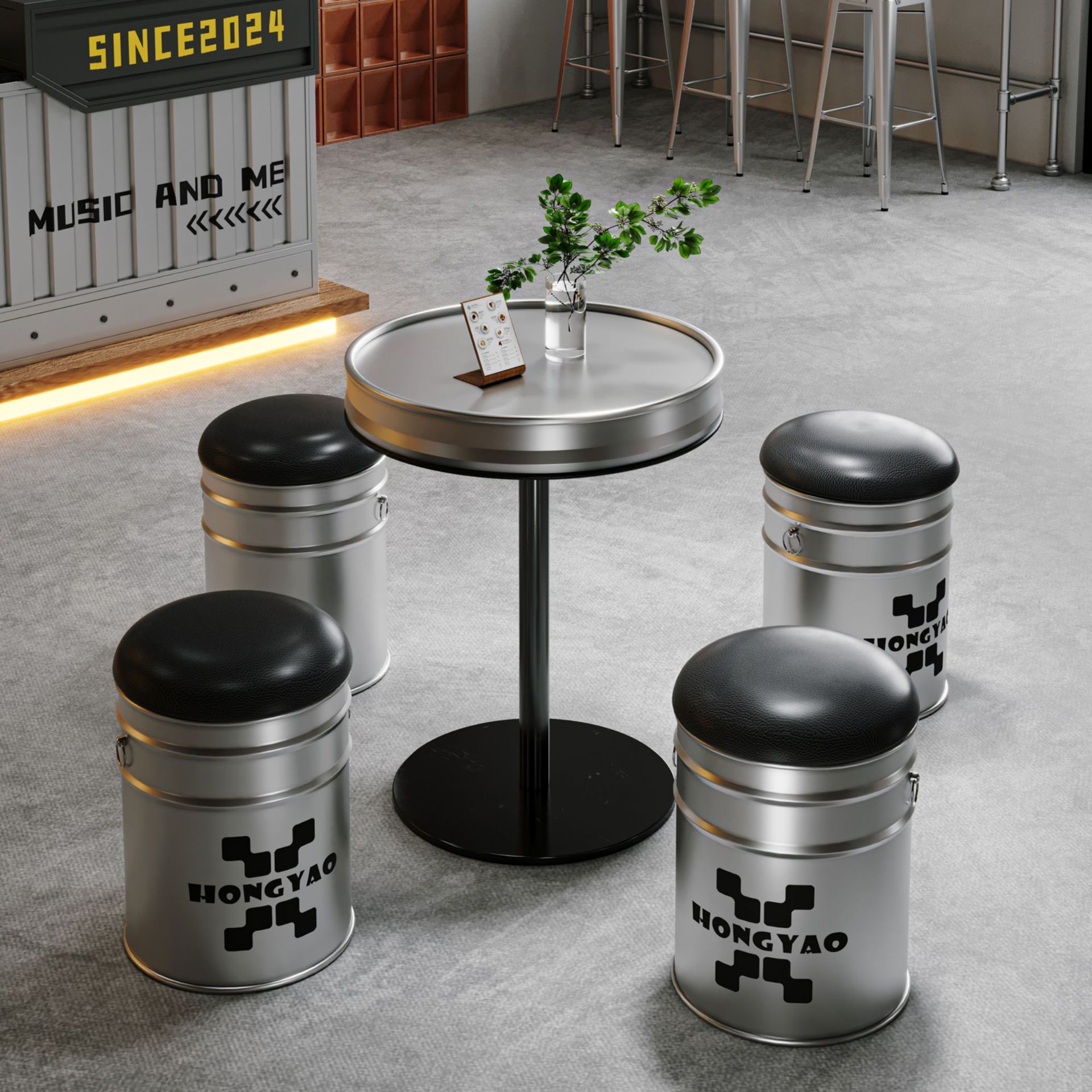 Coffee Tea Lounge - Set Tavolo e Sedie Rotondo in