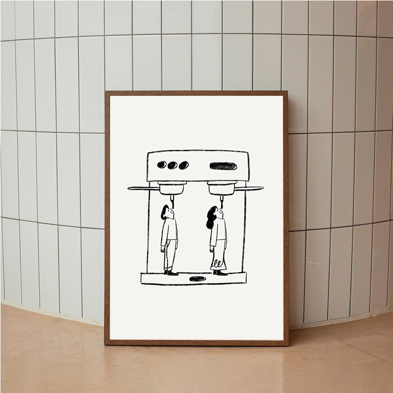 Coffee Tea Poster - Stampa Artistica Astratta con Linee di