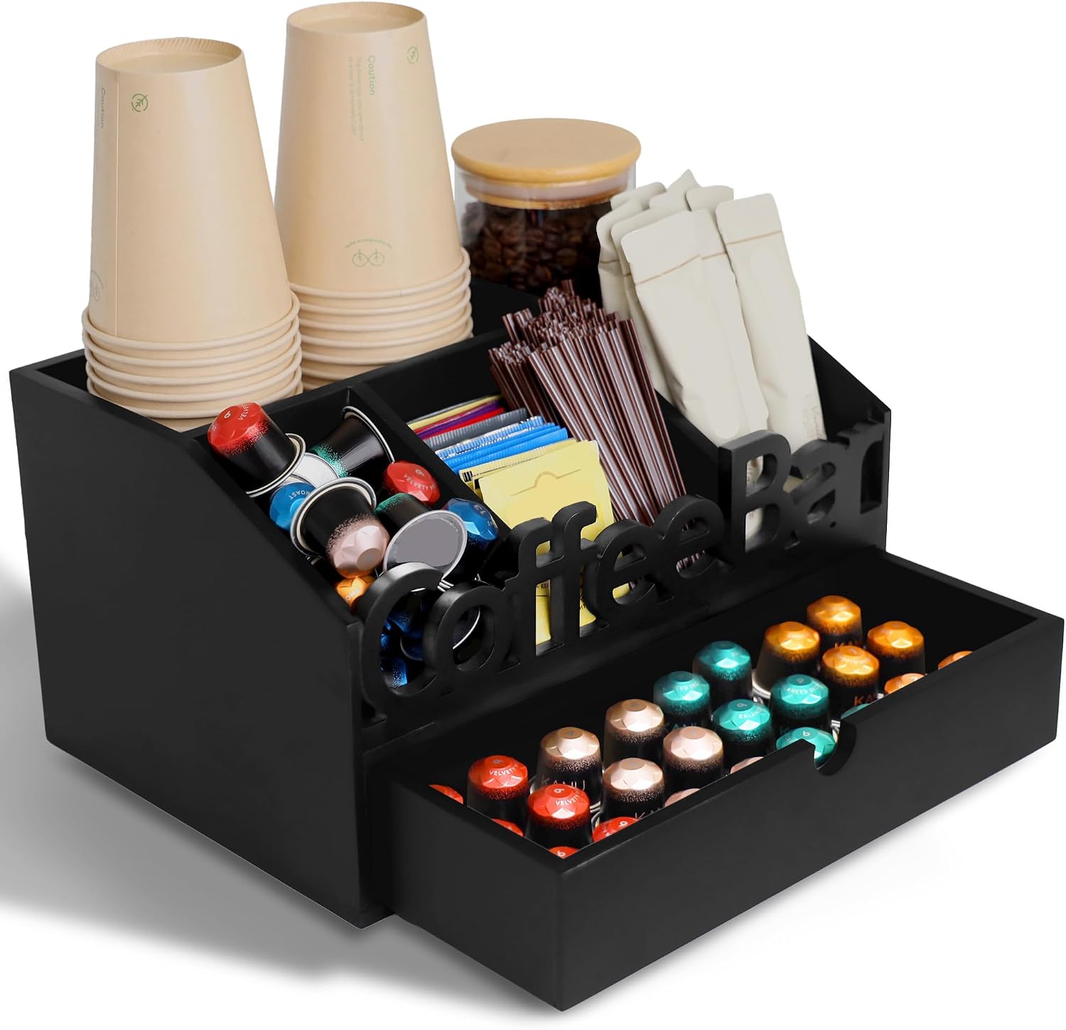 Coffee Tea Images - Organizzatore da Caffetteria in Legno con