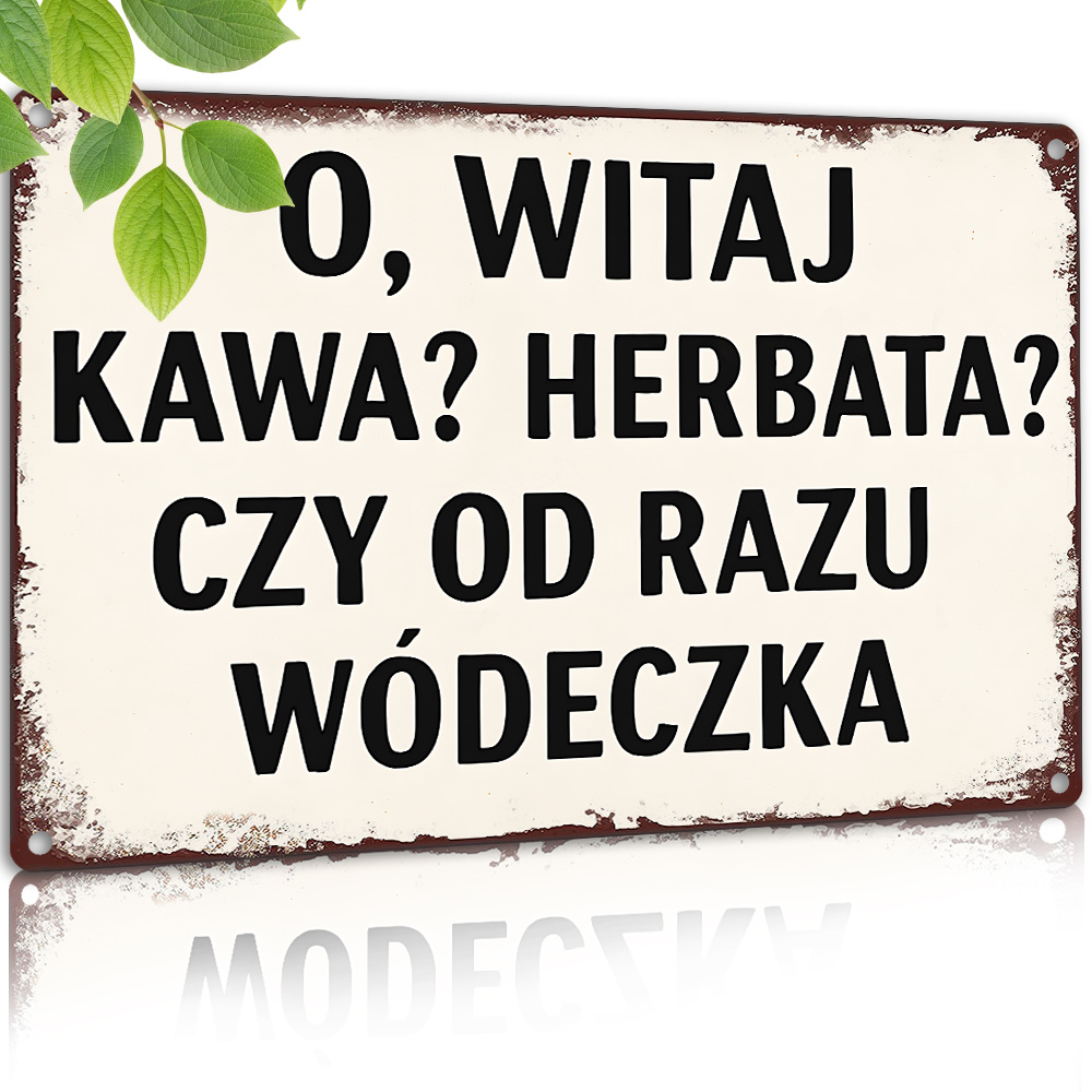 Coffee Tea Vodka - Targa Vintage in Metallo, con Citazione