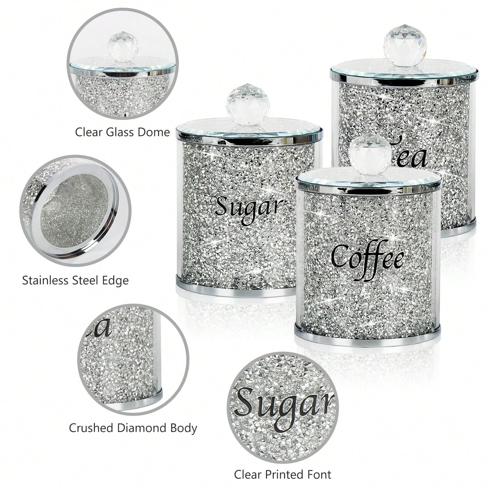 Coffee Tea And Sugar Canister Set - Set di contenitori per caffè, zucchero