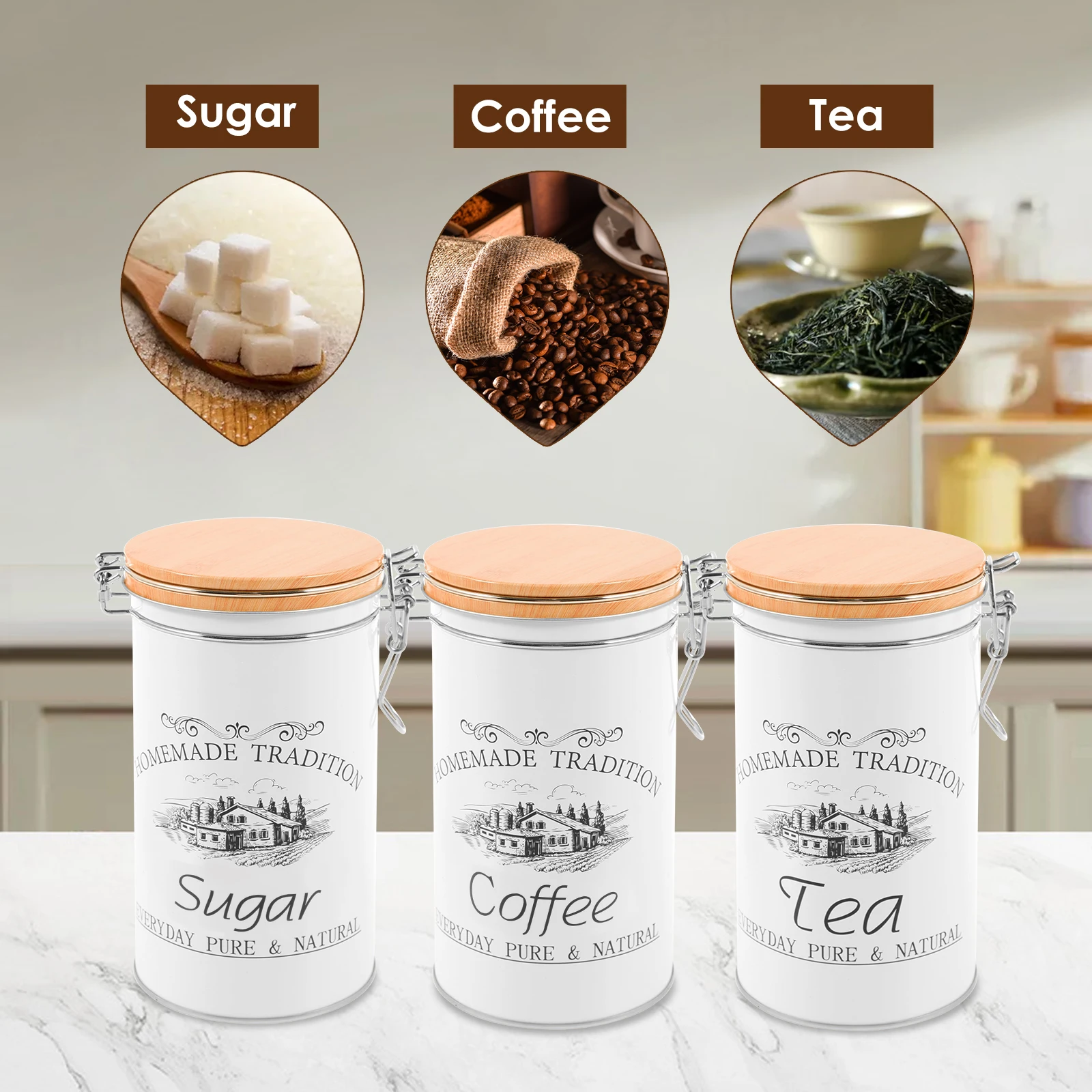 Set di 3 Barattoli in Metallo  - Coffee Tea And Sugar Canister Set recensione e prezzo